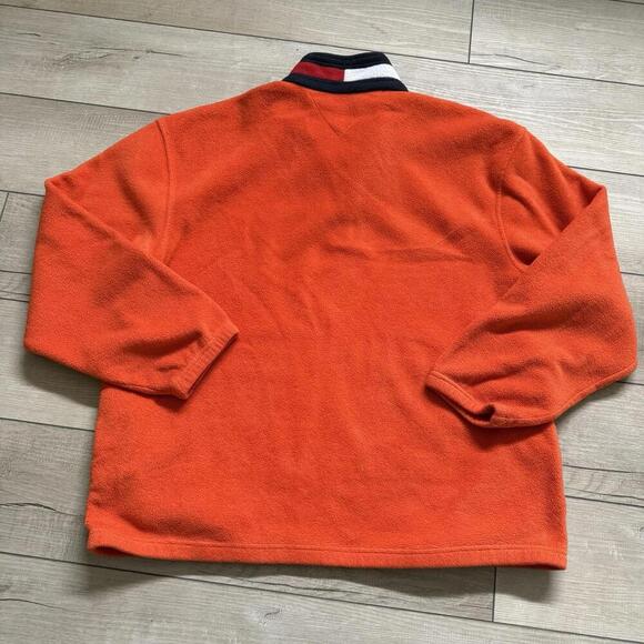 Vintage Tommy Hilfiger Orange Polar Fleece Quarter Zip XL Logo Embroidered Y2K - Picture 4 of 10